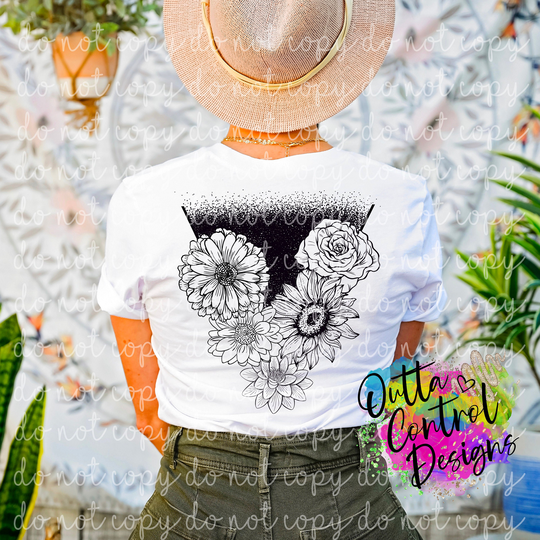 Triangle Flowers Ready To Press Dtf & Sublimation Transfer