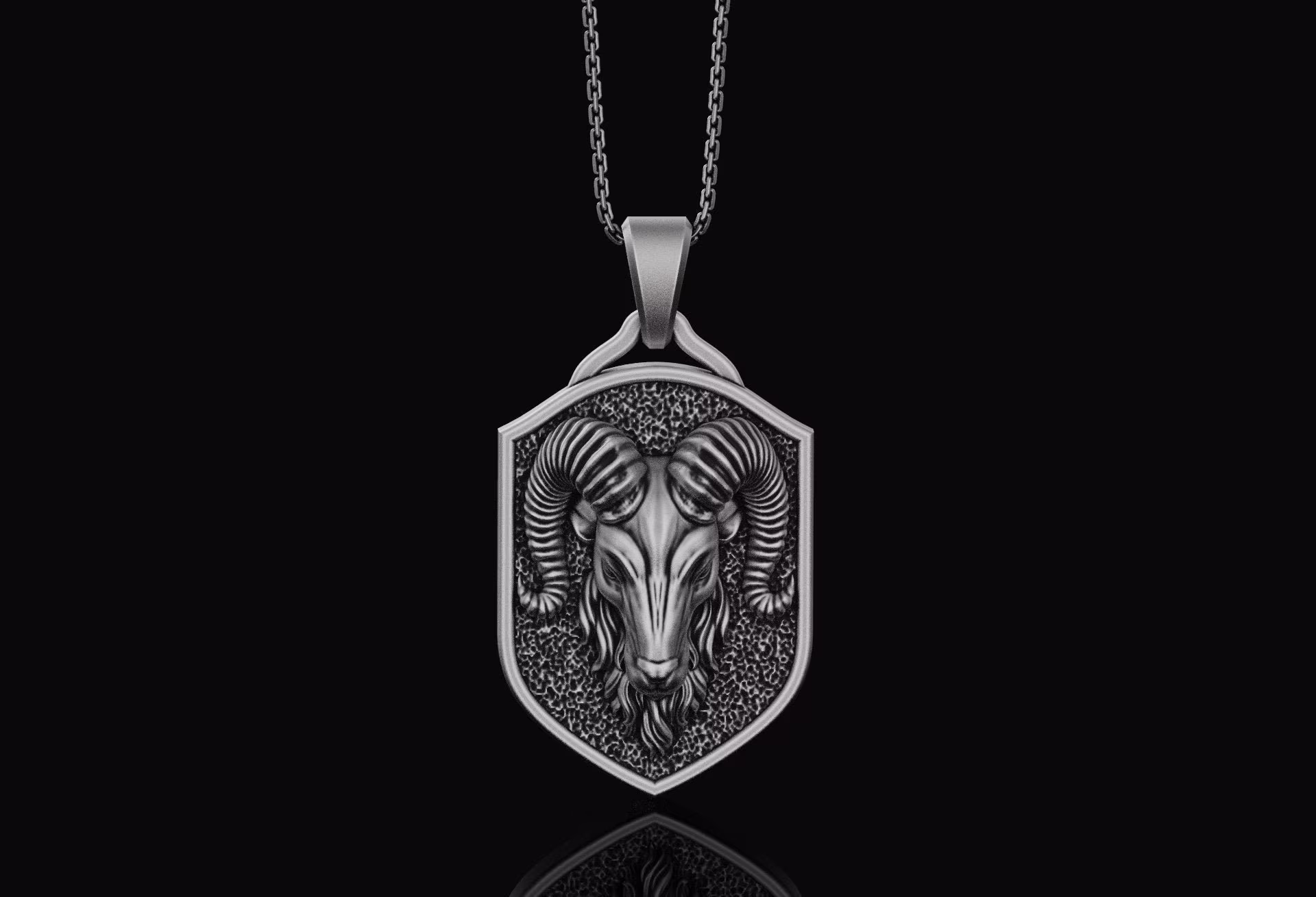 Gothic Ram Head Pendant Astrology, Horoscope, April Christmas Gift For Her, Him Goat Charm Necklace Silver Aries Jewelry
