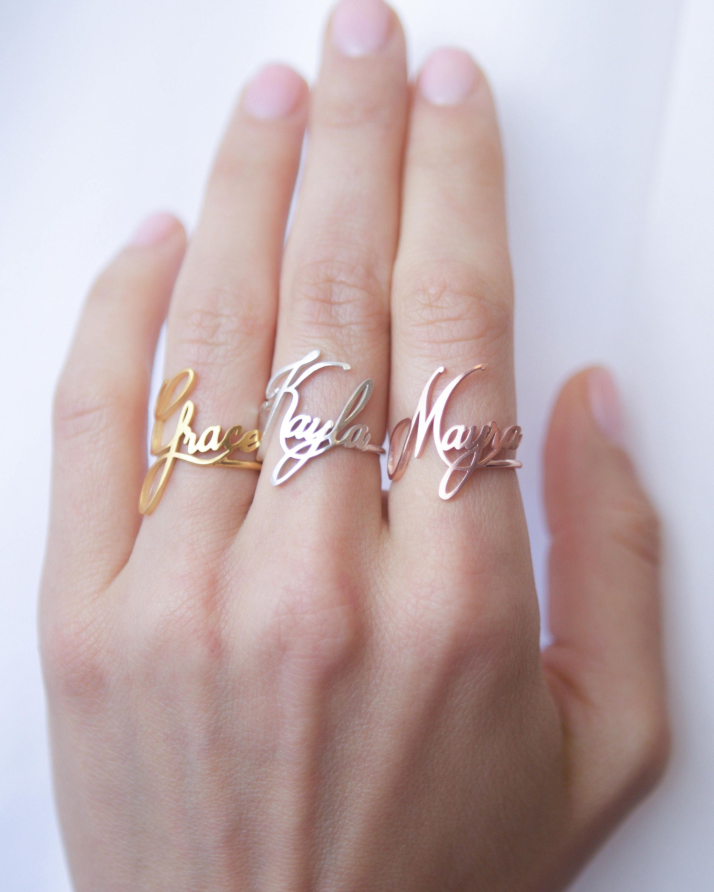 Custom Name Ring Children Sterling Silver Personalized Gift For Her Baby Girl Mother's Rm02F18