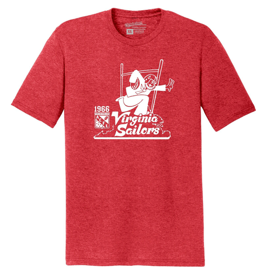 Throwbackmax Virginia Sailors 1966 Acfl Football Premium Tri-Blend Tee Shirt - Red Heather