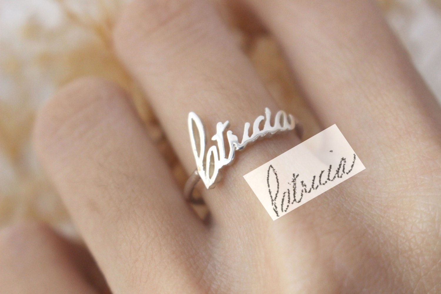Signature Ring - Personalized Handwriting Keepsake Jewelry in Sterling Silver Bridesmaid Gift Christmast
