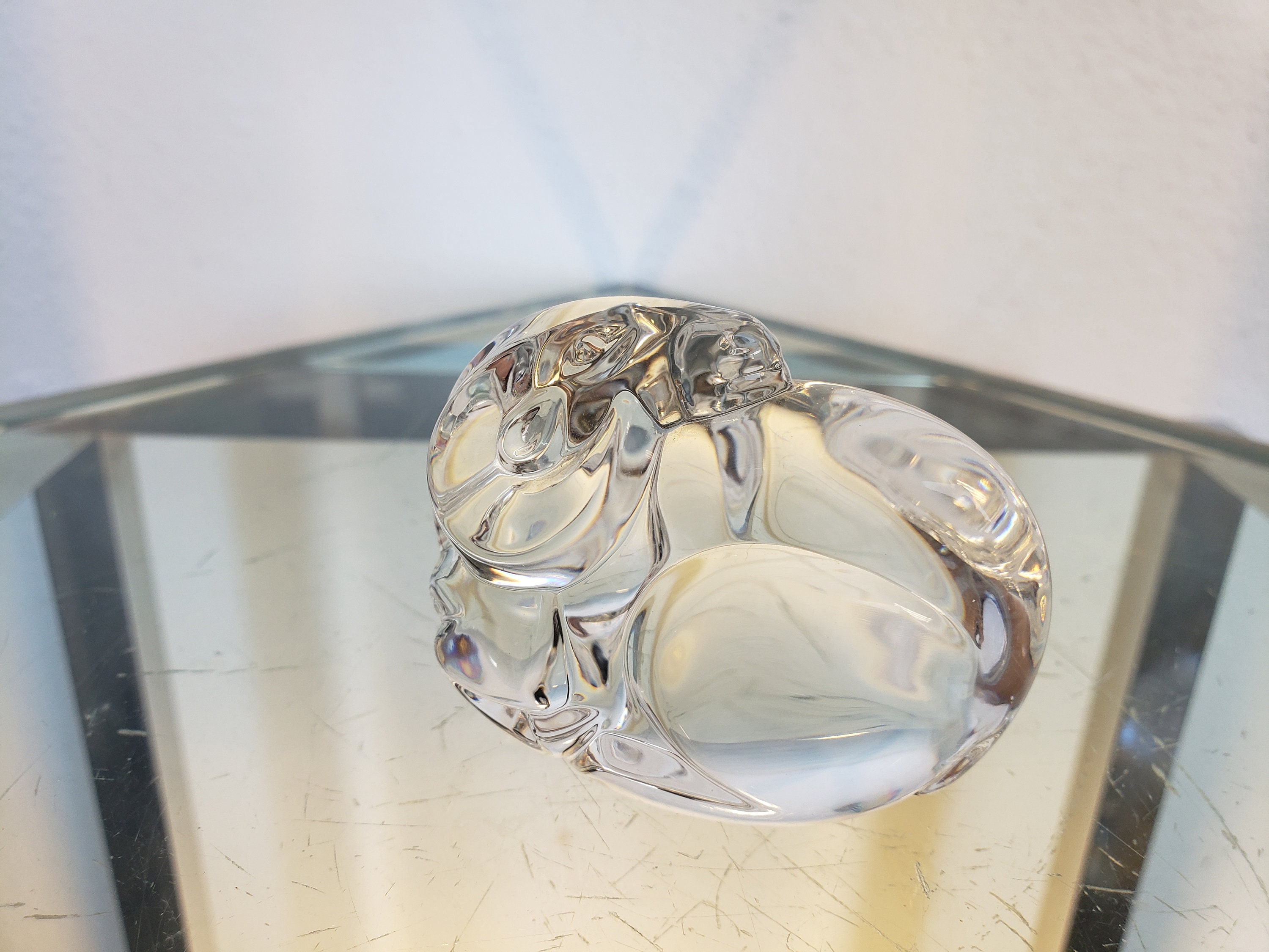 steuben Glass Ram Figurine Hand Cooler/Mountain Goat Usa Made Aries Collectible Art Vintagesouthwest