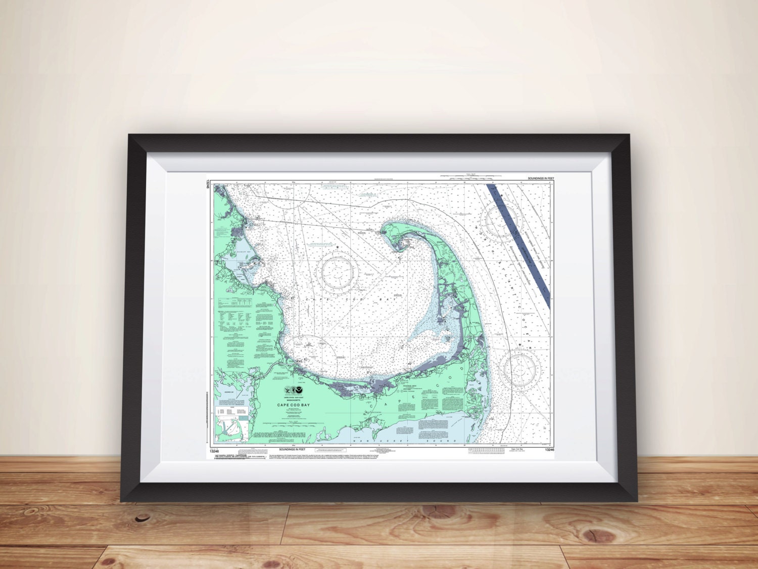 Cape Cod Nautical Chart Map Art Poster Print, Wall Decor, Gift, Art, Print