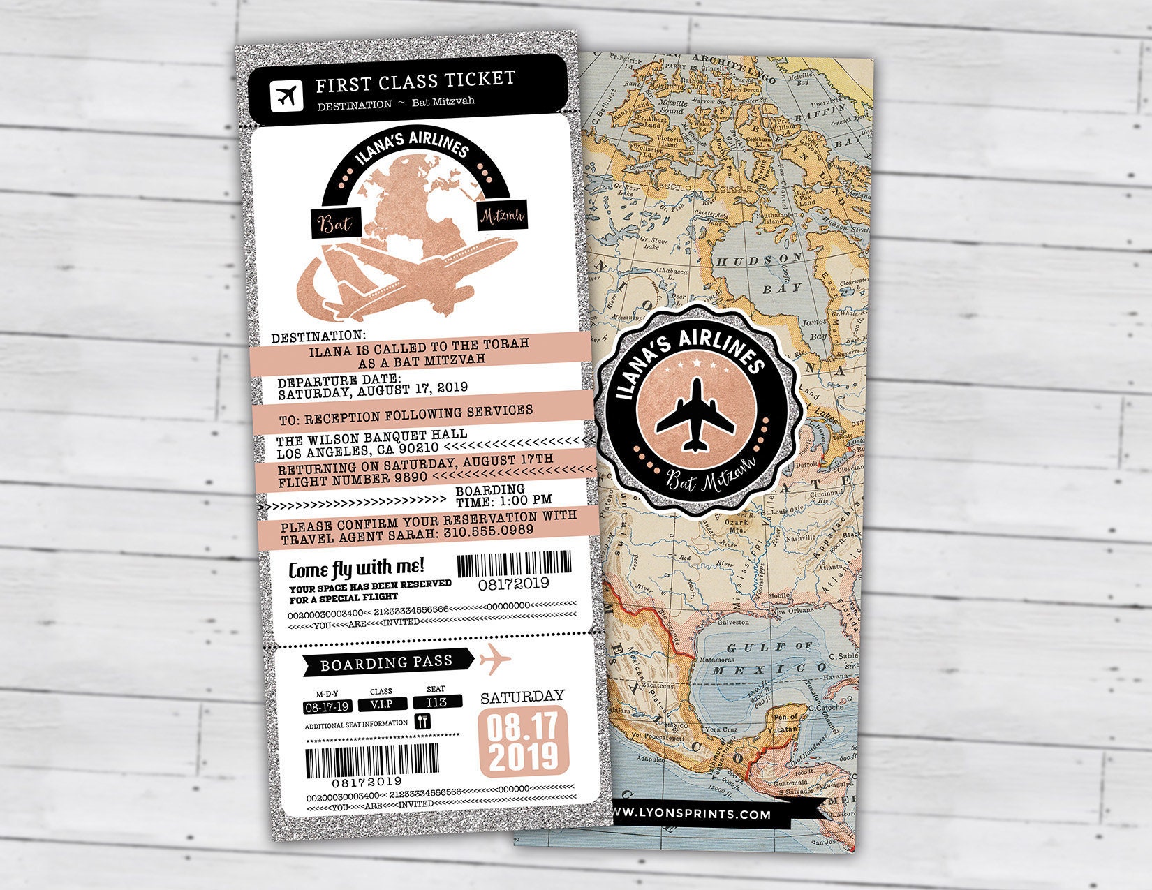 Passport & Ticket Birthday Invitation, Bat Mitzvah Retirement Party, Sweet 16 Travel, Digital Files Only