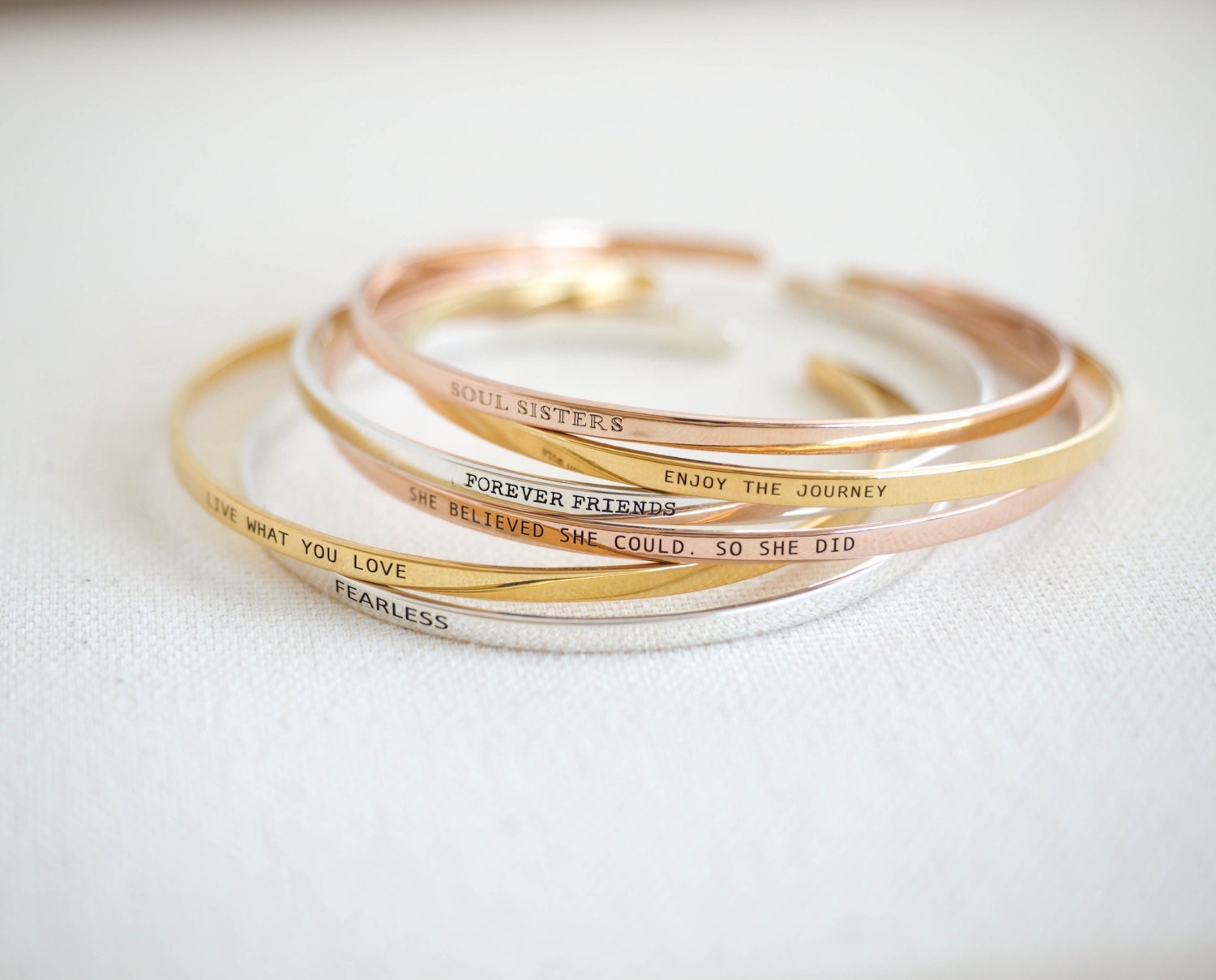 Custom Inspiration Messages Jewelry Yoga Bracelet Stacking Cuff Gift For Her Mom Bm29F30
