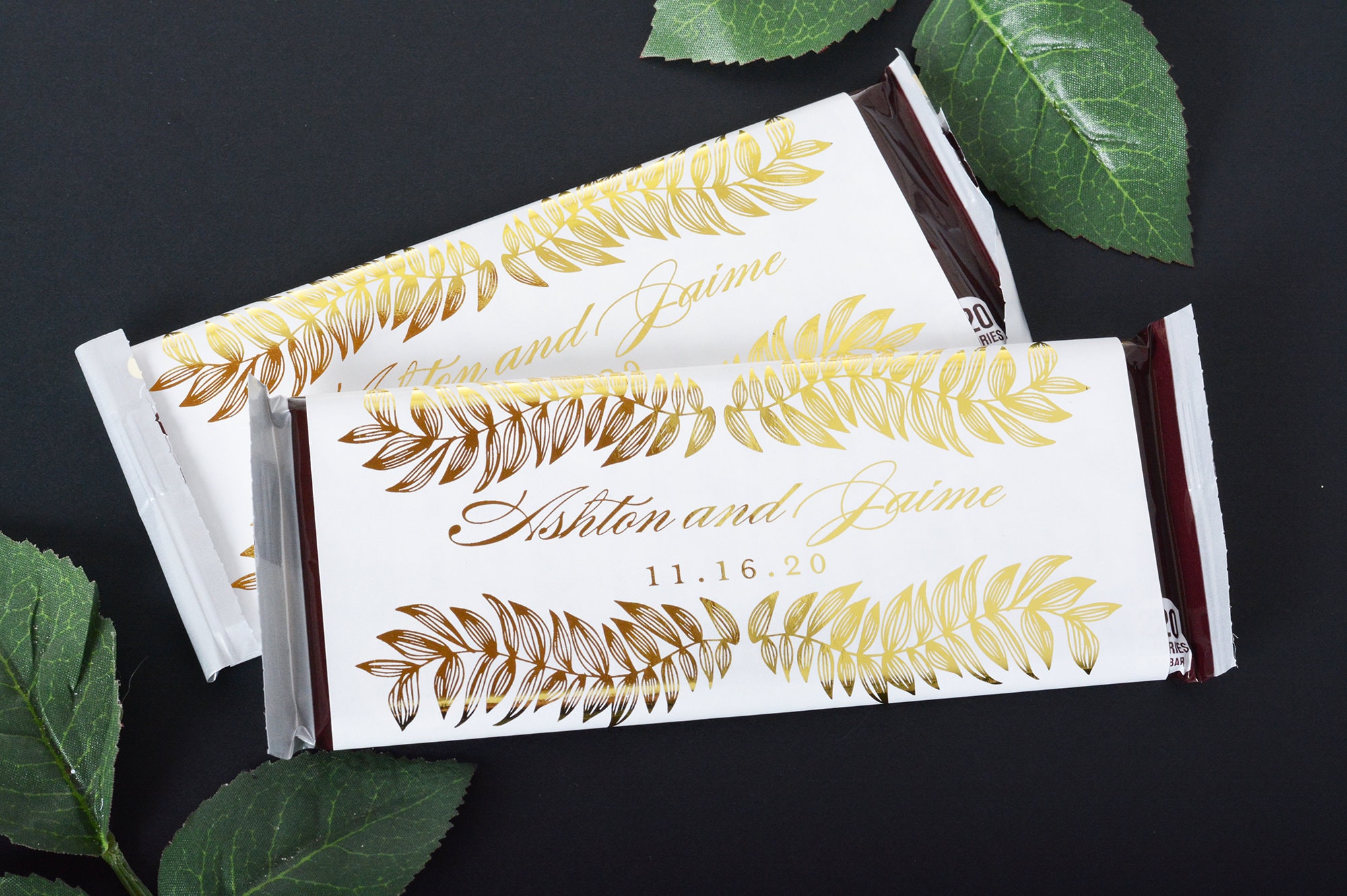 Wedding Candy Wrappers, Metallic Foil Chocolate Bar Wrappers, Gold Labels, Custom Stickers #whb-134