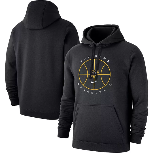 Men's Nike Black VCU Rams Basketball Icon Club Fleece Pullover Hoodie, Size: Medium, NC2 Black