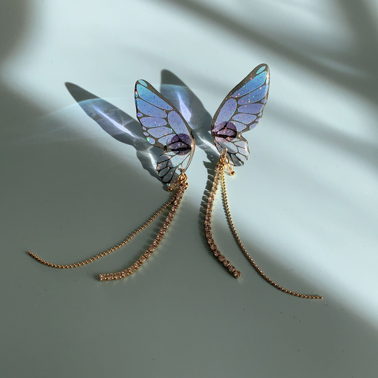 Gradient Butterfly Earrings, Fairy Wing Fantasy Resin Jewelry, Dangle Drop Korean Gifts, E184