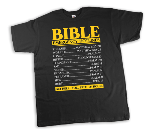 Bible Emergency Hotline T-Shirt, Shirt, Gift, Religious Scriptures, Church Secret Sister Gift