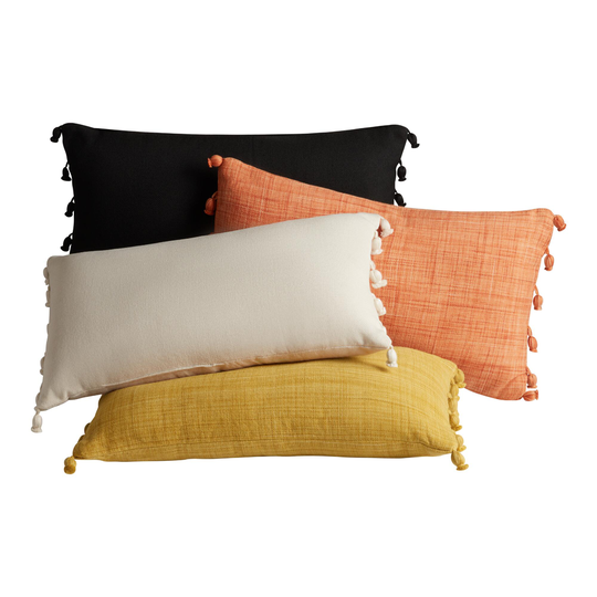 Woven Tasseled Indoor Outdoor Patio Lumbar Pillow by World Market