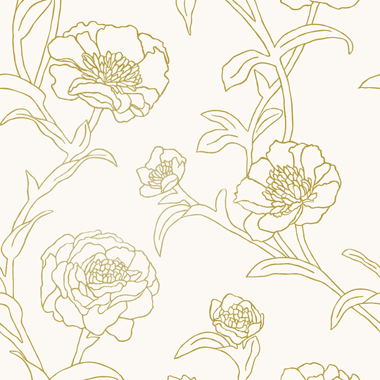 White And Gold Peonies Peel And Stick Wallpaper by World Market