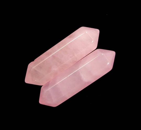 Natural Rose Quartz Double Terminated, Point Pendant Chakra Hexagonal Wand Gemstone Stick Reiki Pendant Stone Healing Crystal