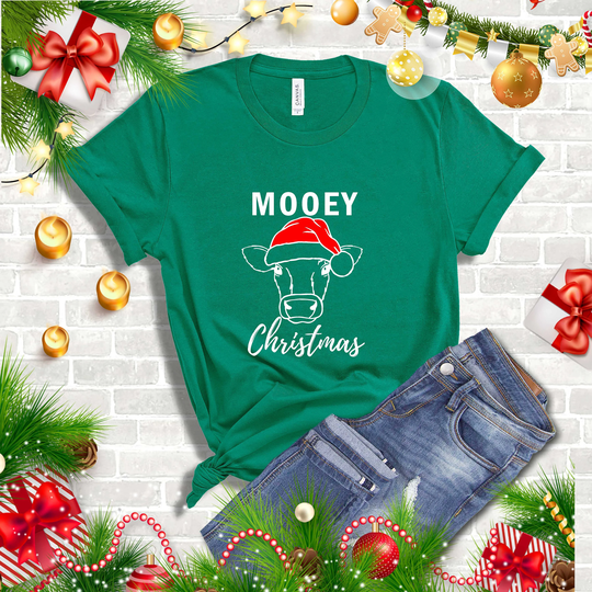 Mooey Christmas T-Shirt, Holiday Tee, Funny Cow Shirt, Sarcastic Santa Hat, Merry Shirt