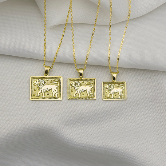 Real 14K Solid Yellow Gold Leo Zodiac Necklace - Dainty Astrology Jewelry Rose Coin Pendant -Birthday Gift -By Uluer Jewelry
