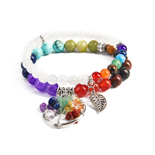 7 Color Chakra Bracelet Natural Stone Women Healing Balance Bracelets Vintage Charm Mala Yoga Jewelry
