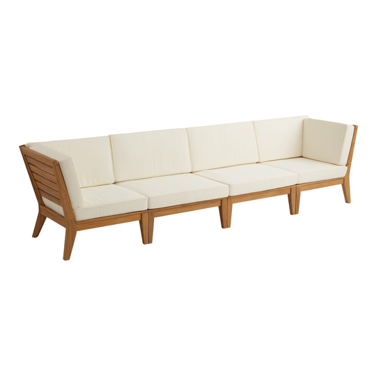 Teak Somers 4 Piece Modular Outdoor Patio Sofa: Natural - Wood by World Market