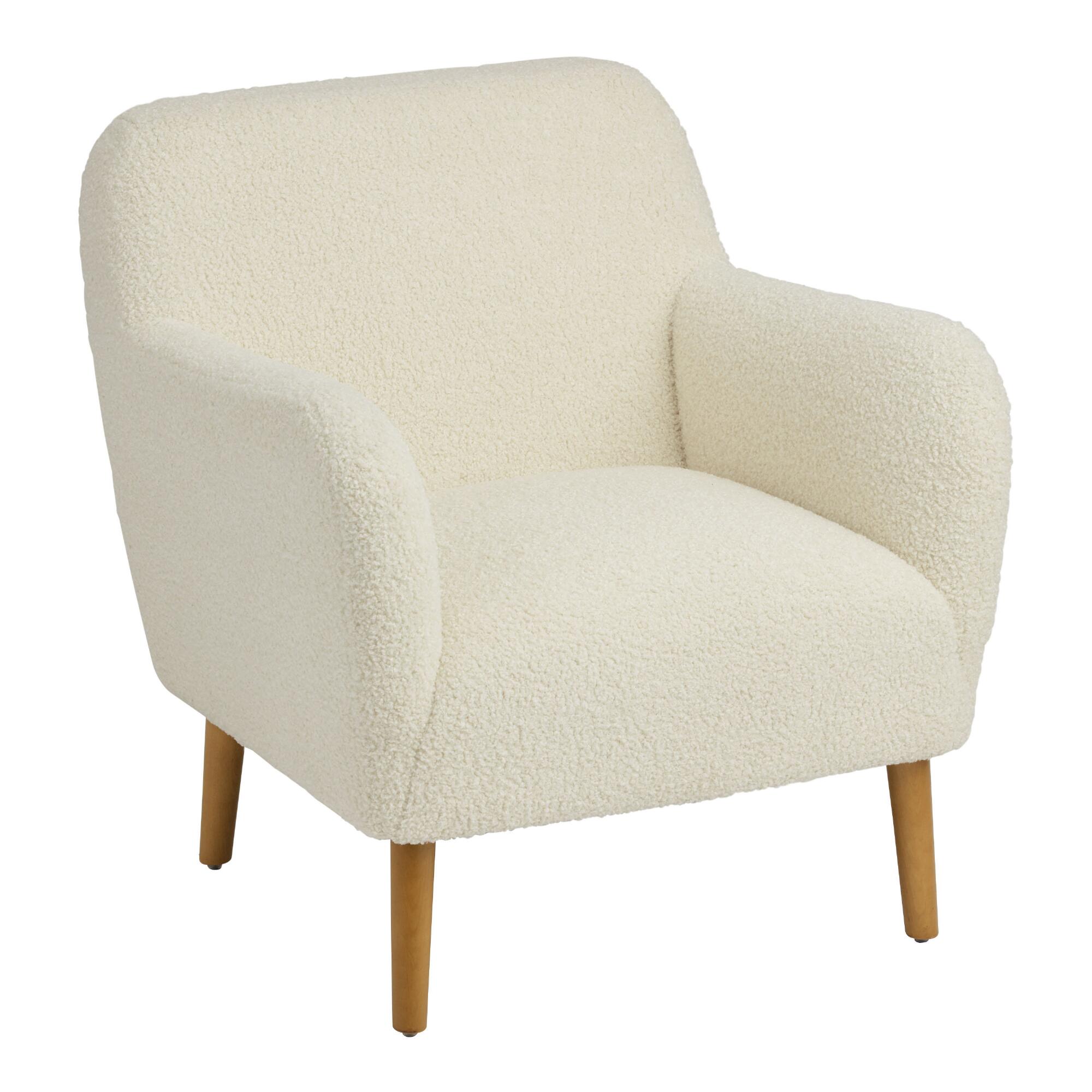 Ivory Faux Sherpa Freja Upholstered Armchair by World Market