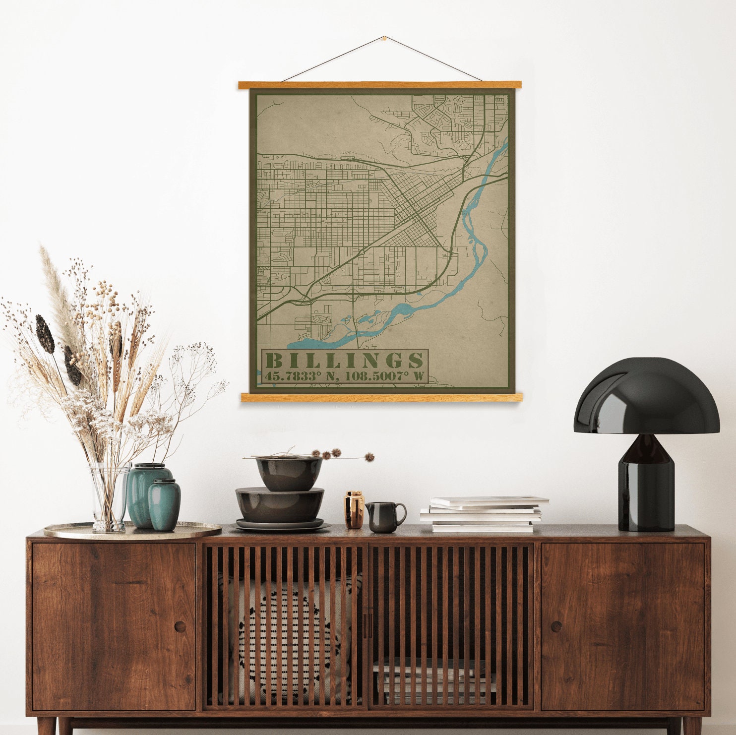 Billings Montana Street Map | Hanging Canvas Of Printed Marketplace