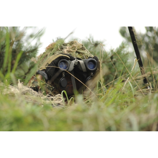 A German Bundeswehr soldier camouflages himself to blend into his surroundings Poster Print - Item # VARPSTSTK104426M - 34 X 23