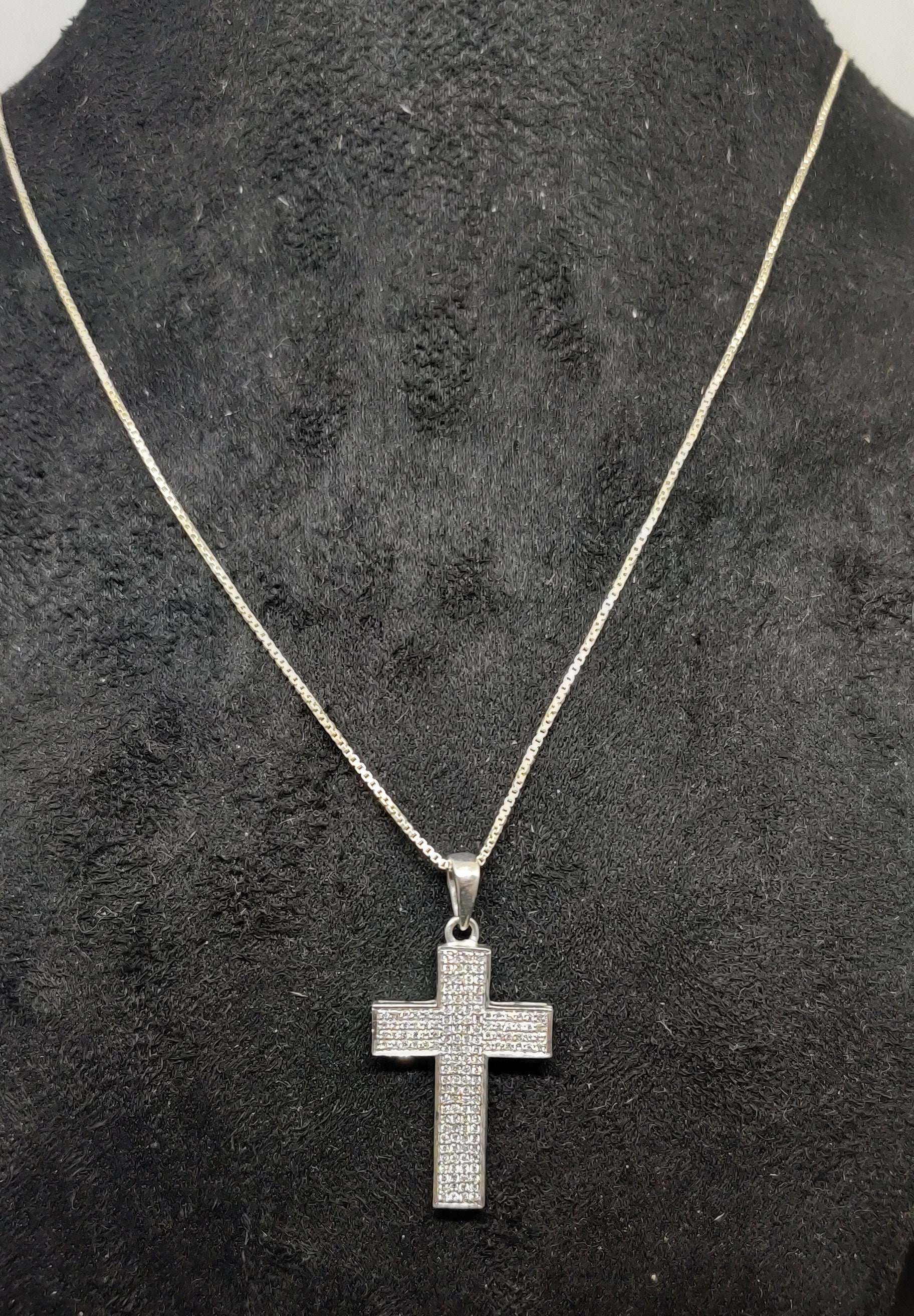 Micro Pave Diamond Set Cross Pendant, 925 Sterling Silver Jewelry, Religious Pendant Necklace, Gift For Her/Him