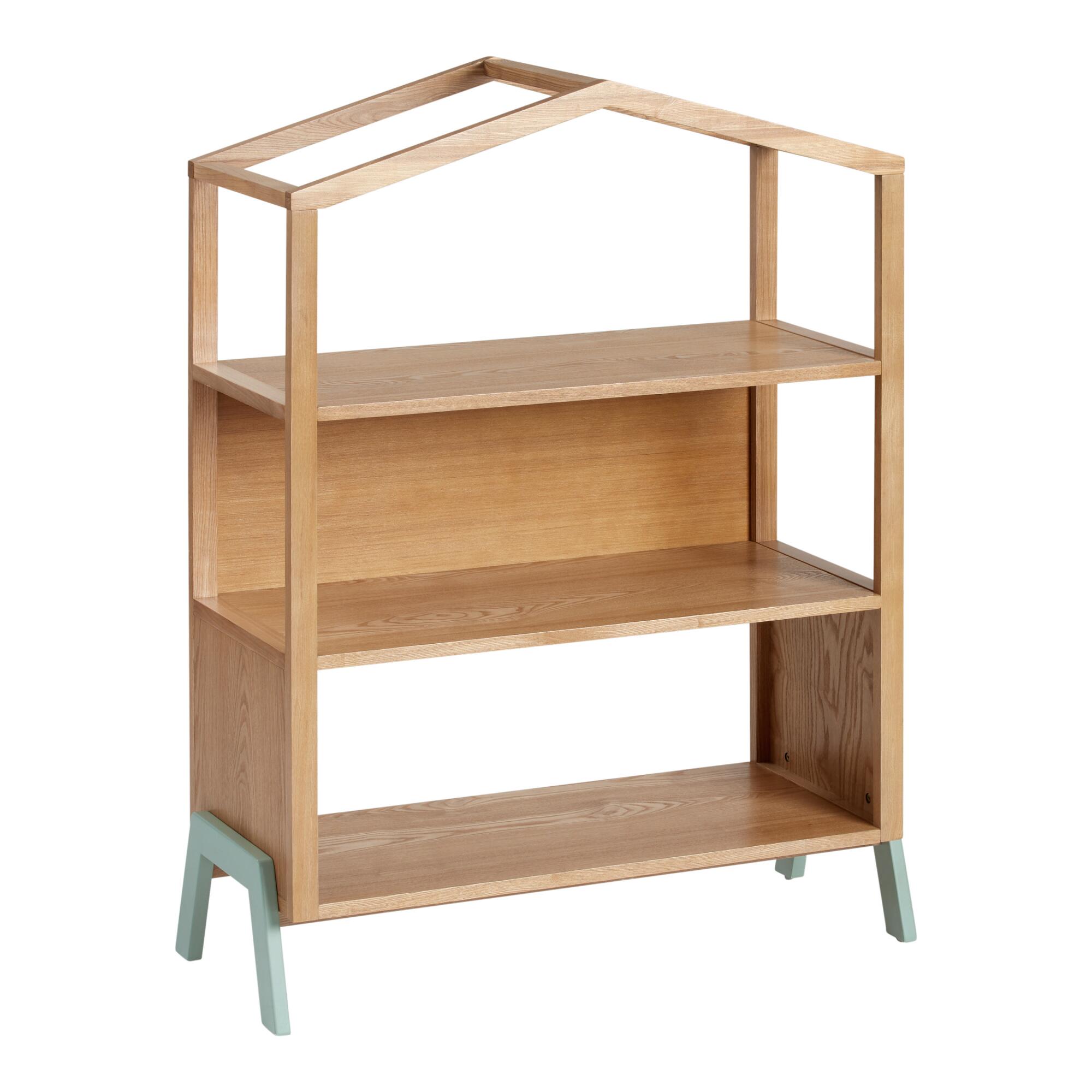 Natural and Green Wood House Otis Kids Bookshelf: Brown/Green/Natural/Wood by World Market