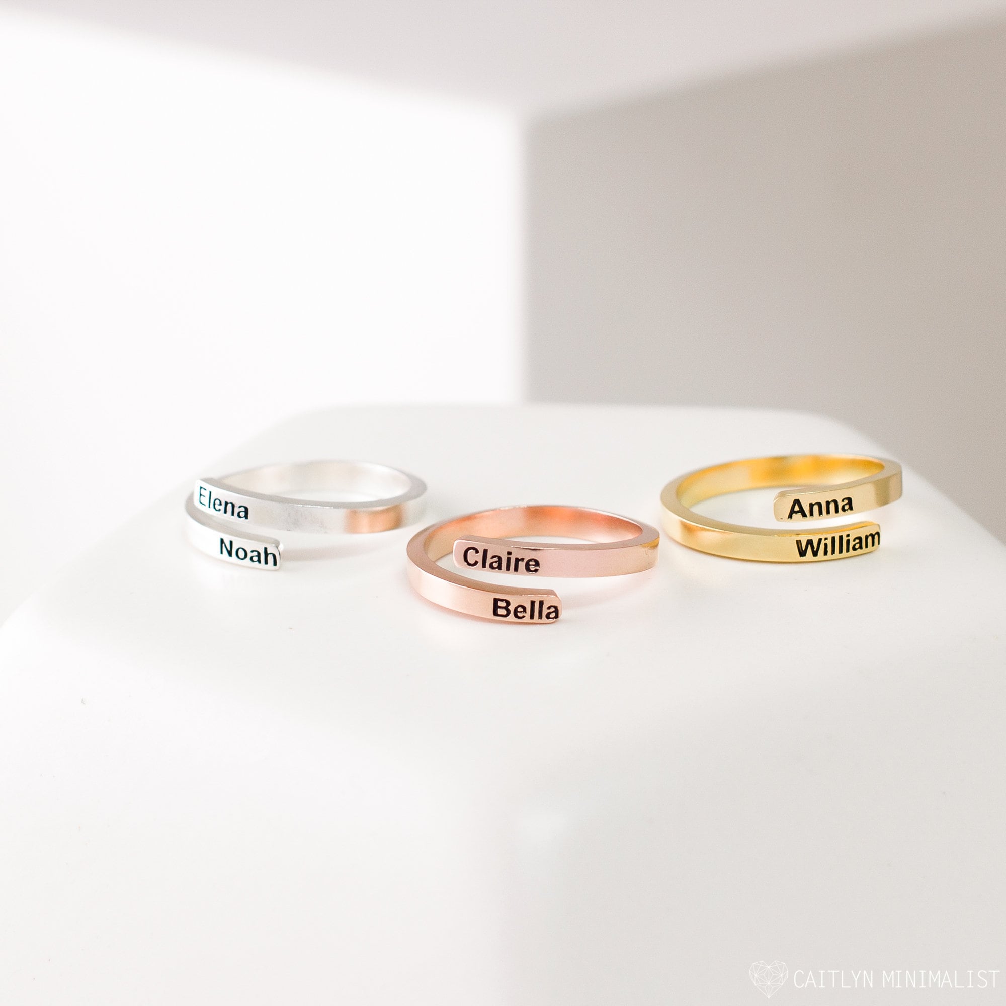 Custom Name Ring For New Mom in Sterling Silver Baby Shower Gift Mother Daughter Rm33F30