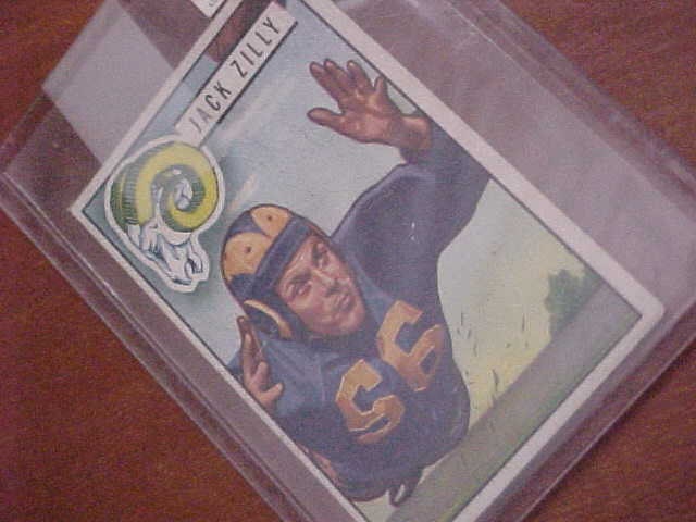 1951 Jack Zilly #78 Bowman Football Los Angeles Ram in Hard Plastic Sleeve A Rare Sports Collectible Vgc