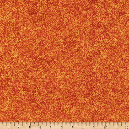 Meadow Mini Leaf Blender Amber Orange Timeless Treasures 44 Inches Wide Cotton Quilting Fabric Tt-C8500-Amber-Meadow