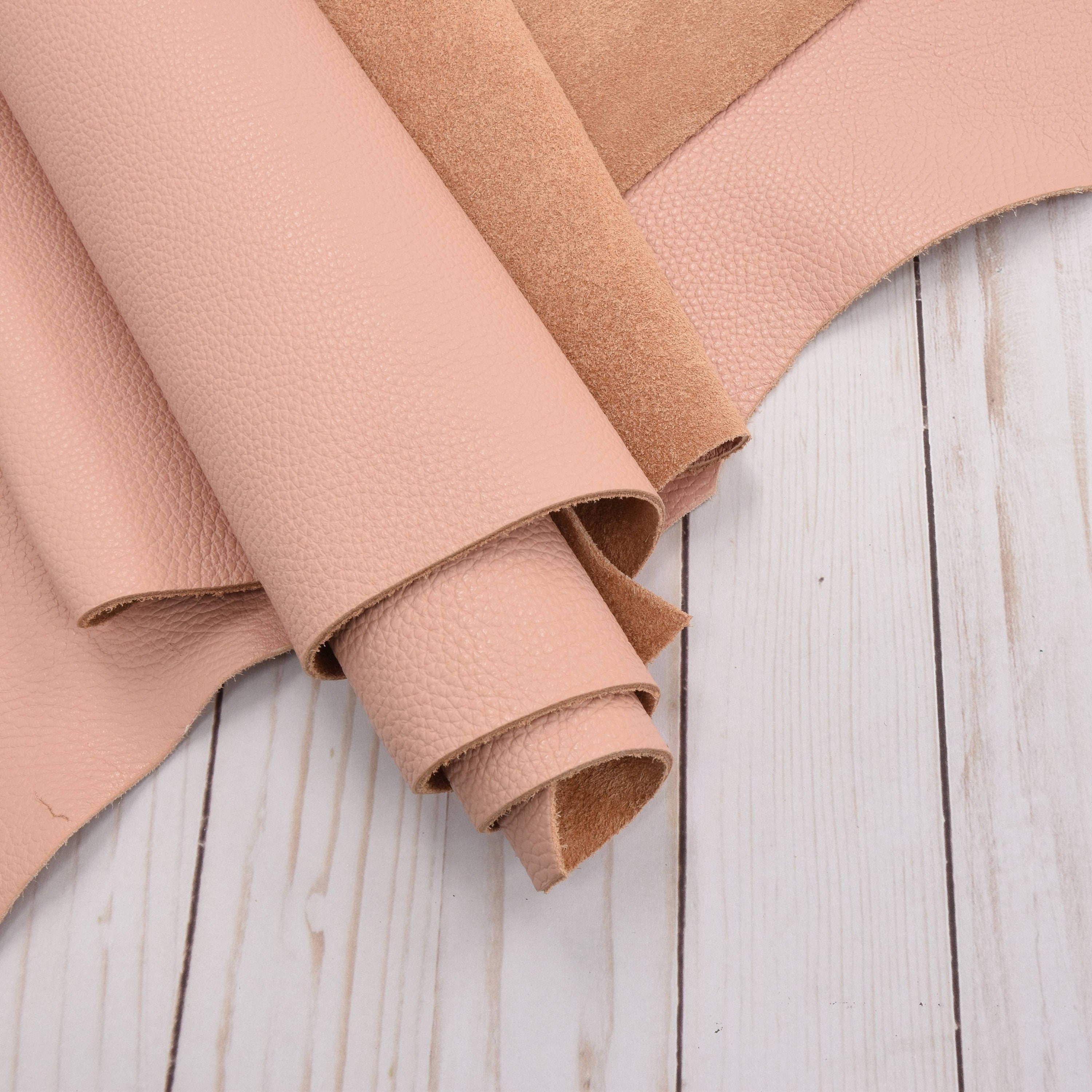 Pebble Grain Leather Pieces/Cowhide Sweet Pink Peach Handbags Jewelry Genuine Bright Solid
