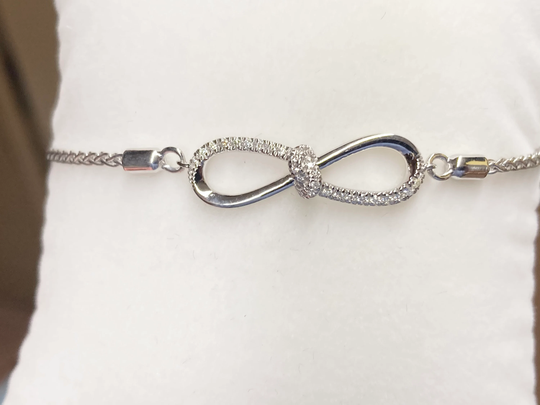 Diamond Silver Adjustable Bolo Bracelet