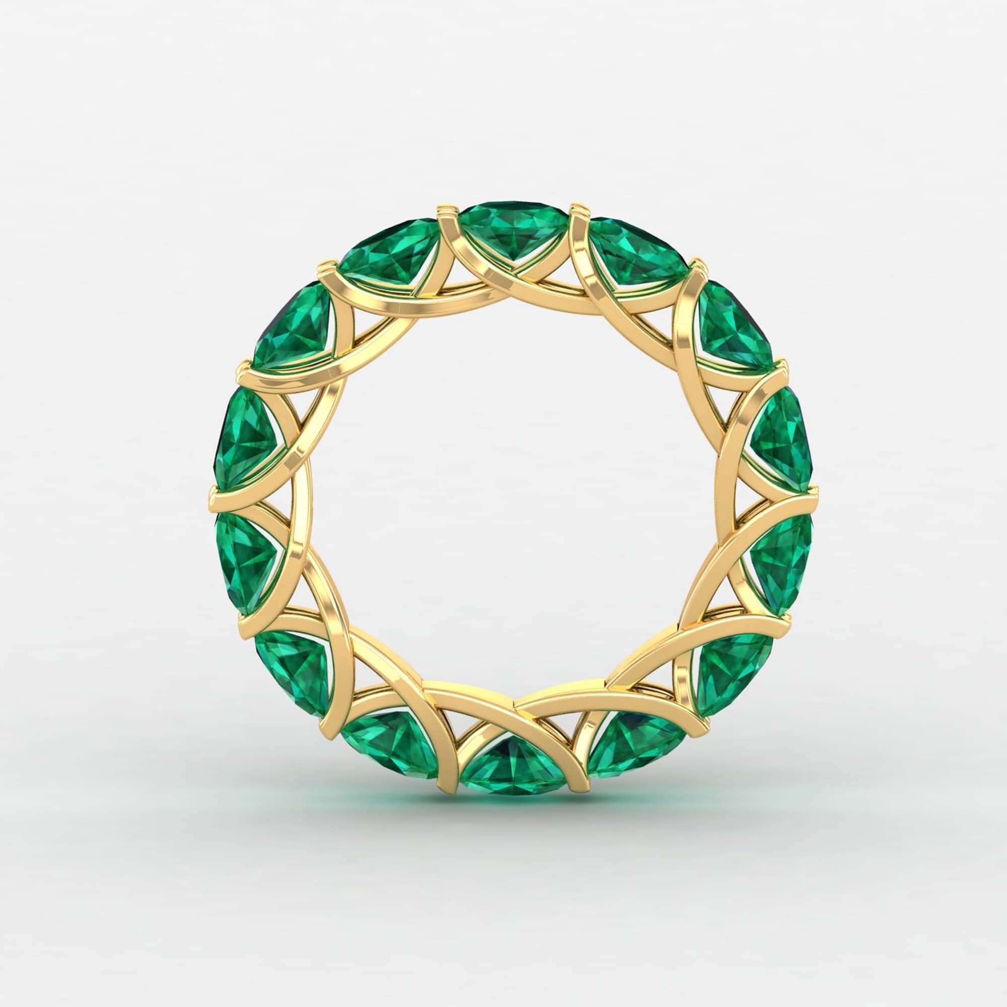 Lab Created Emerald Full Eternity Band, 14K Stacking Ring, Dainty Wedding Gift For Women