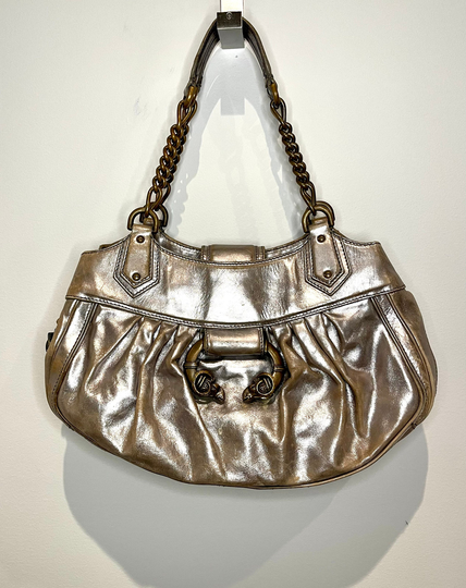 Vintage Derek Lam Bag 1990S/2000 Metallic Leather Handbag Gold Large Shoulder