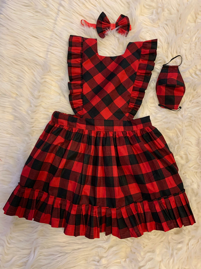 Buffalo Plaid Pinafore | Cotton Blend