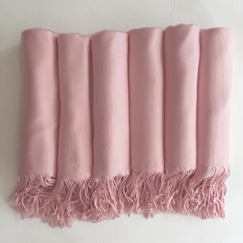 Pashmina Shawl Blush- Pale Pink - Bridesmaid Gift, Wedding Favor, Bridal Party Gift Monogrammable