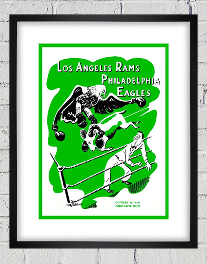 1947 Vintage Los Angeles Rams - Philadelphia Eagles Football Program Cover Digital Reproduction Print Or Matted Framed