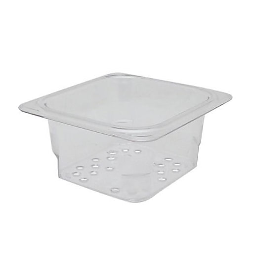 Cambro 1/6 Size 3" Deep Camwear Colander, 6.38" L x 6.94" W x 3" H, Clear (63CLRCW135)