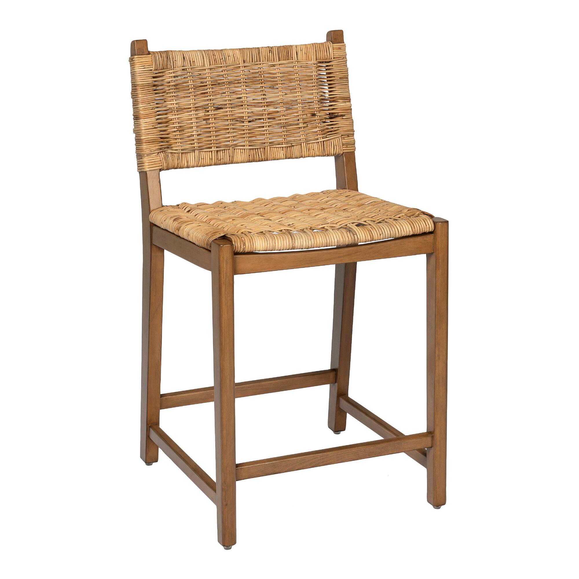 Natural Rattan and Wood Amolea Counter Stool: Brown/Multi/Natural/Wood by World Market