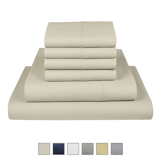 Fisher West New York King 750-Thread Count Cotton Polyester Blend Ivory 4-Piece Bed Sheet in Off-White | 810018901578