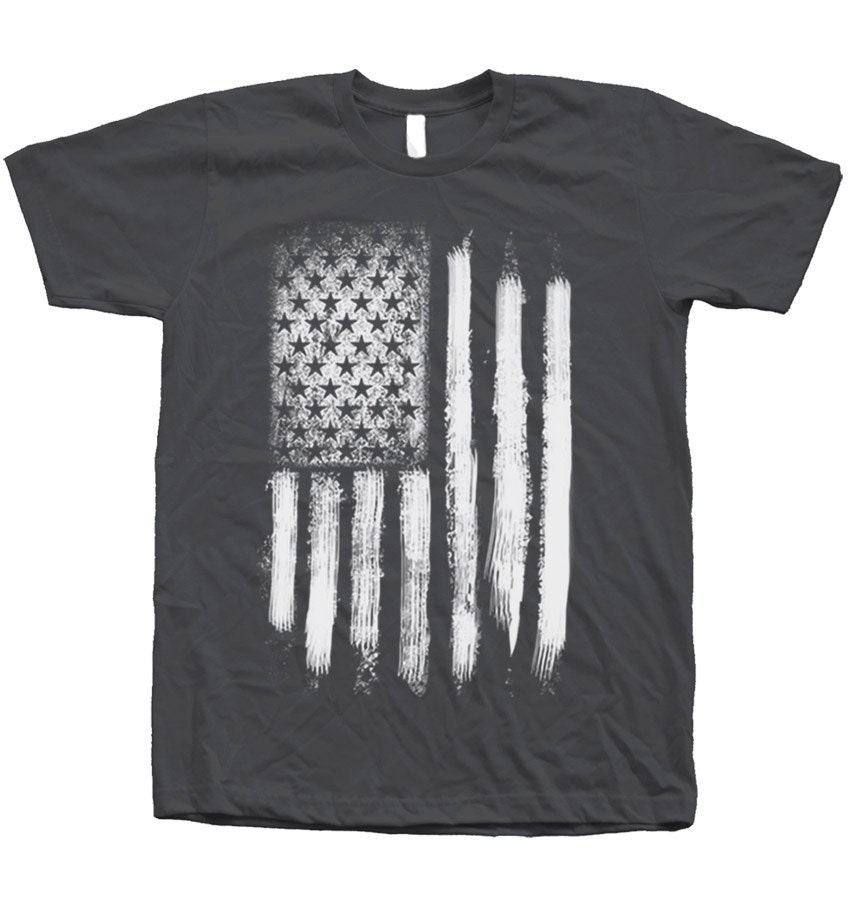 Us Flag T Shirt Custom Hand Screen Print Crew Neck Available S , M L Xl 2Xl