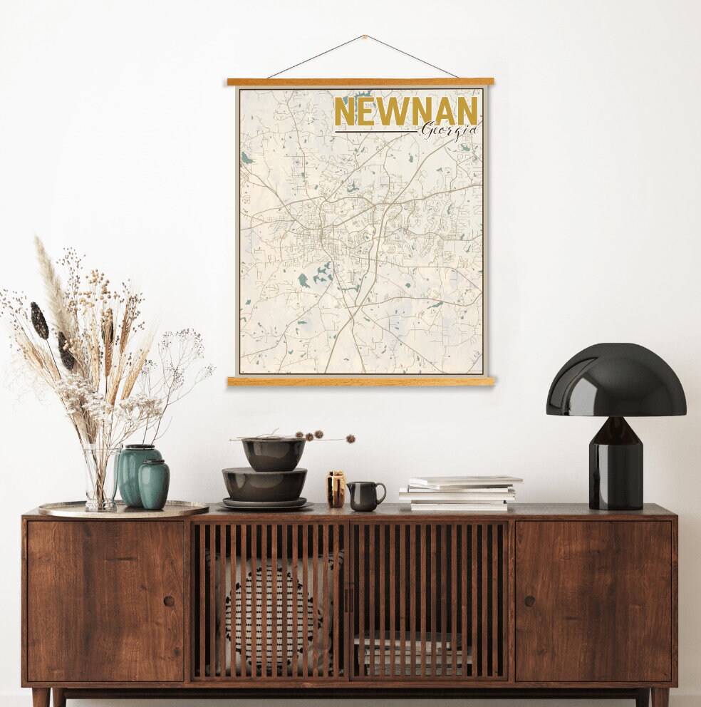 Newnan Georgia Street Map Print | Hanging Canvas Of Printed Marketplace