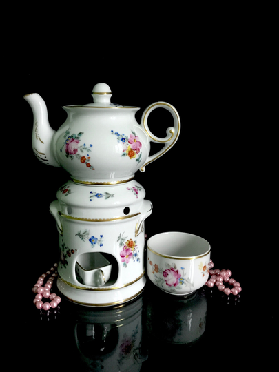 Limoges Porcelain Vintage Teapot/Tisaniere With Flowers . Hand Made