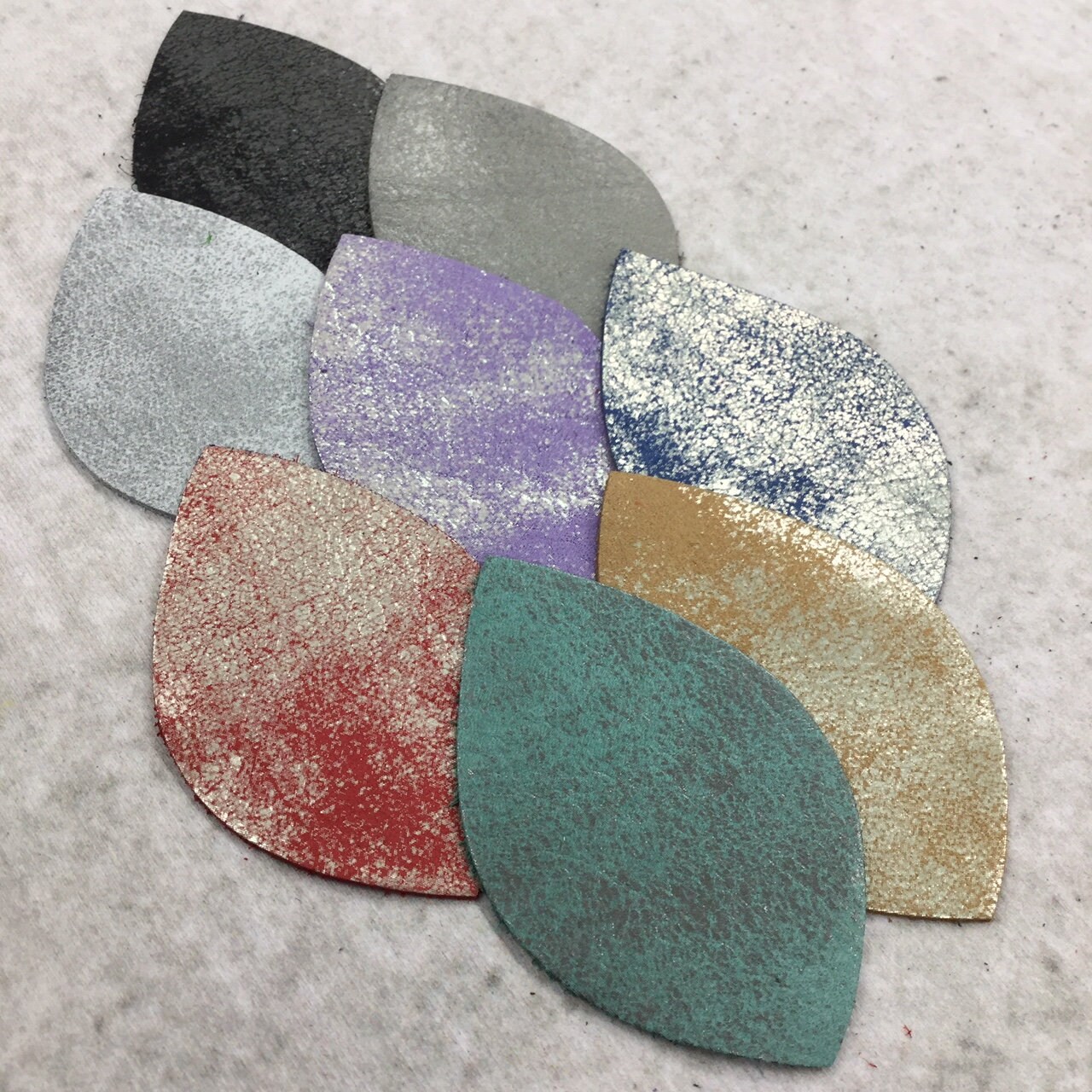 Genuine Distressed Metallic Leather, Large Leaf, Earring Blanks, Leather For Jewelry, Vegas Collection, The Guy