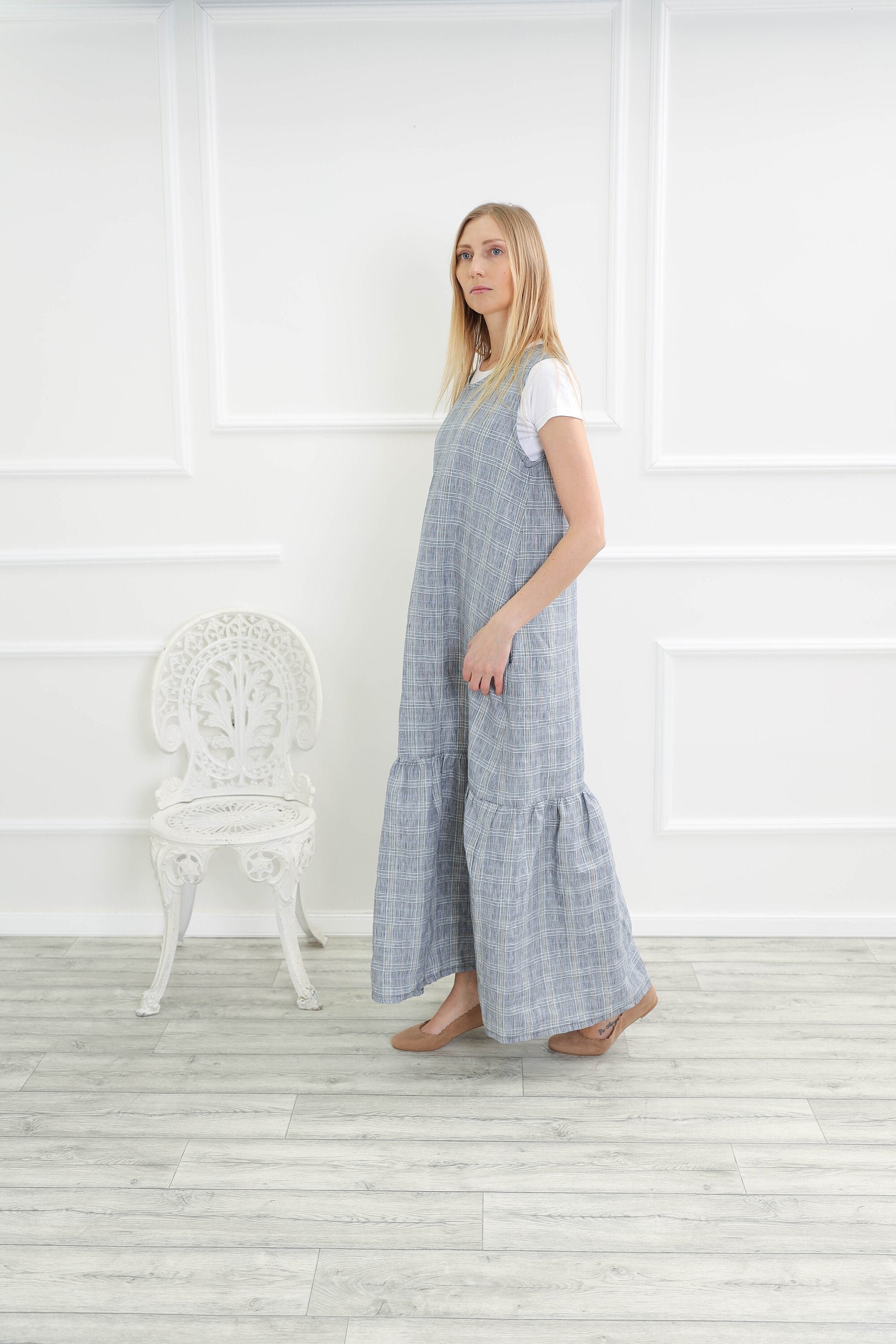 Loose Linen Dress, Women Clothing, Plus Size Summer Maxi Long Casual