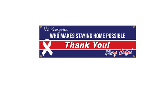 Thank You Stay Safe, Health Care, First Responders, Essential Workers, Blue & Red Line Flag V14Ban 36 X 12 Or 18 Inch Banner(Outdoor