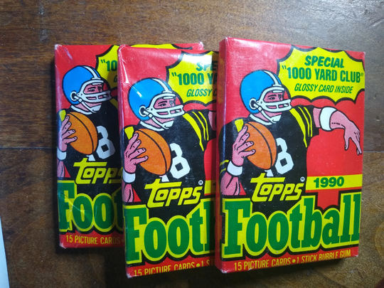 1990 Topps Football Unopened Wax Packs Lot Of Three | 3 Loaded With Hall Famers