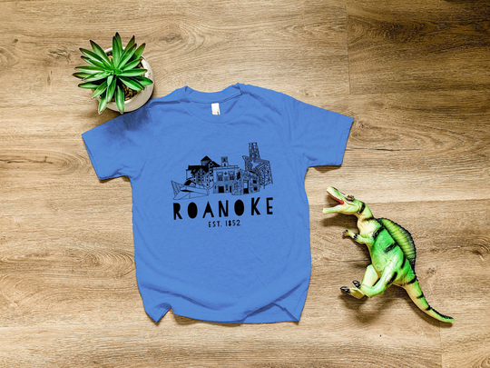 Roanoke, Virginia | Va, Kids Tri-Blend T-Shirt, Boy's Tee, Comfortable Funny Gift, Shirts With Sayings, Blue Or Gray