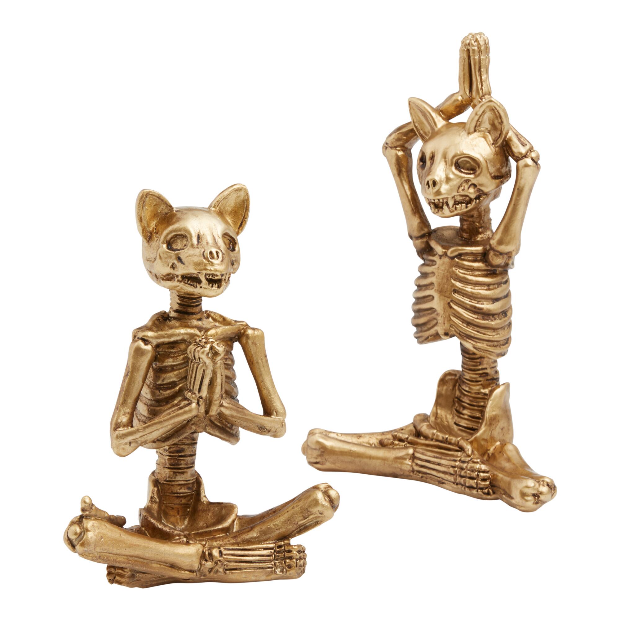 Gold Yoga Cat Skeleton Decor Set of 2 - Resin by World Market