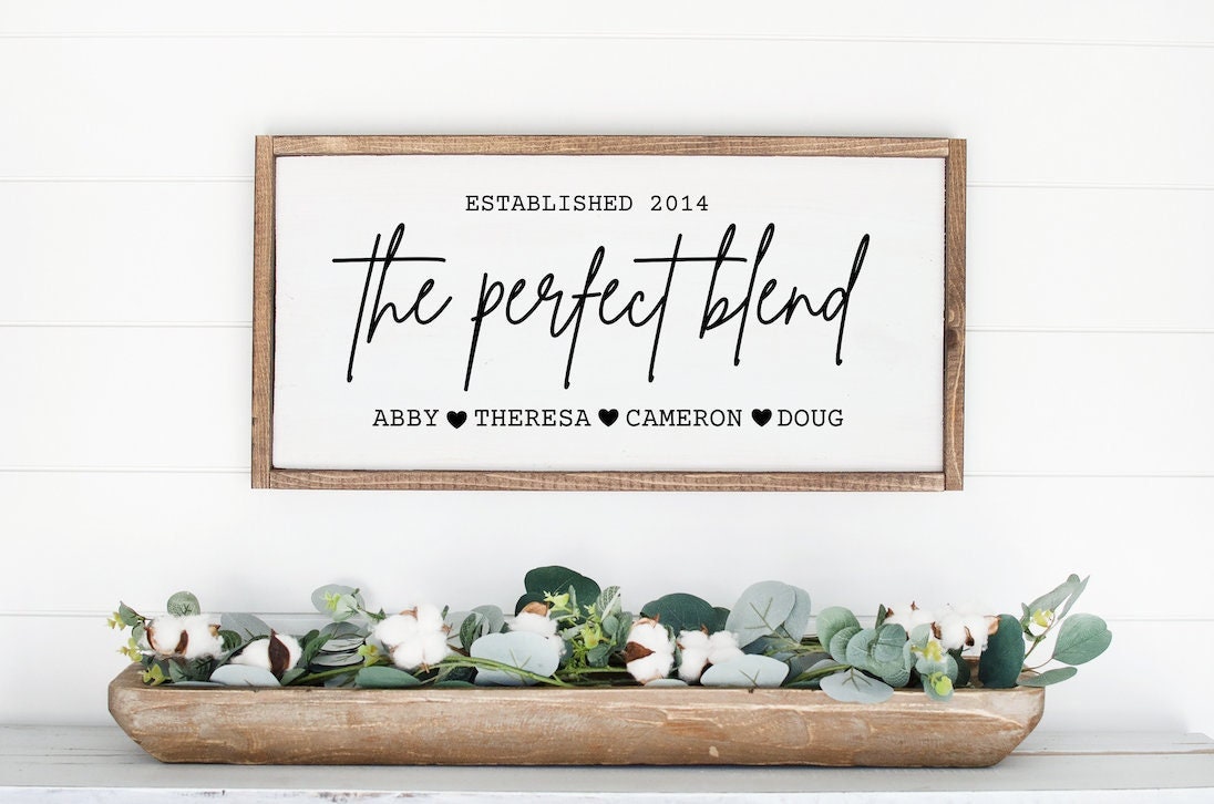 The Perfect Blend Family Signs Personalized | Sign, Blended Family, Blend, Blended Wedding Gift
