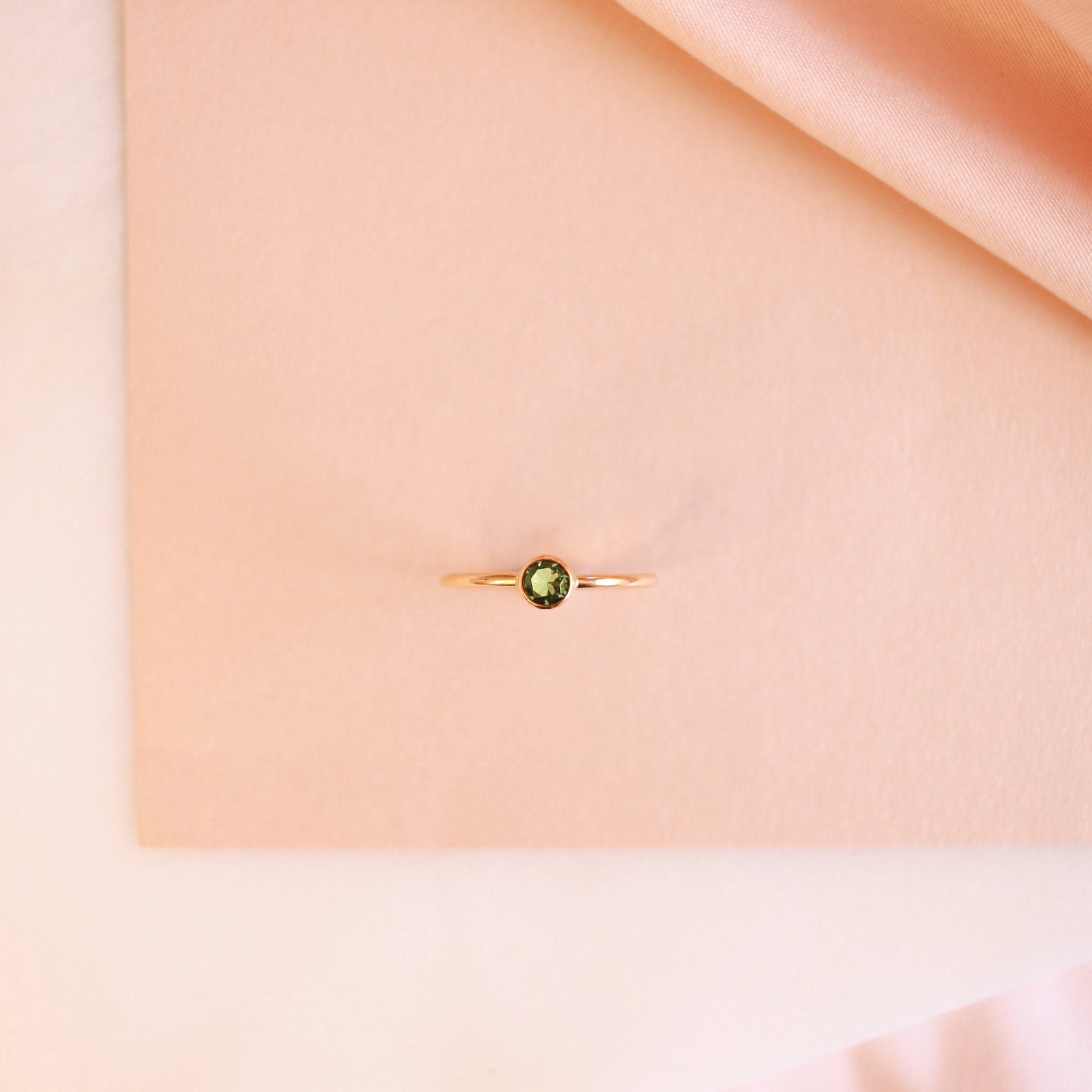 Peridot Ring - August Birthstone 14K Gold Fill Or Sterling Silver Stacking Simple Green Jewelry Lime