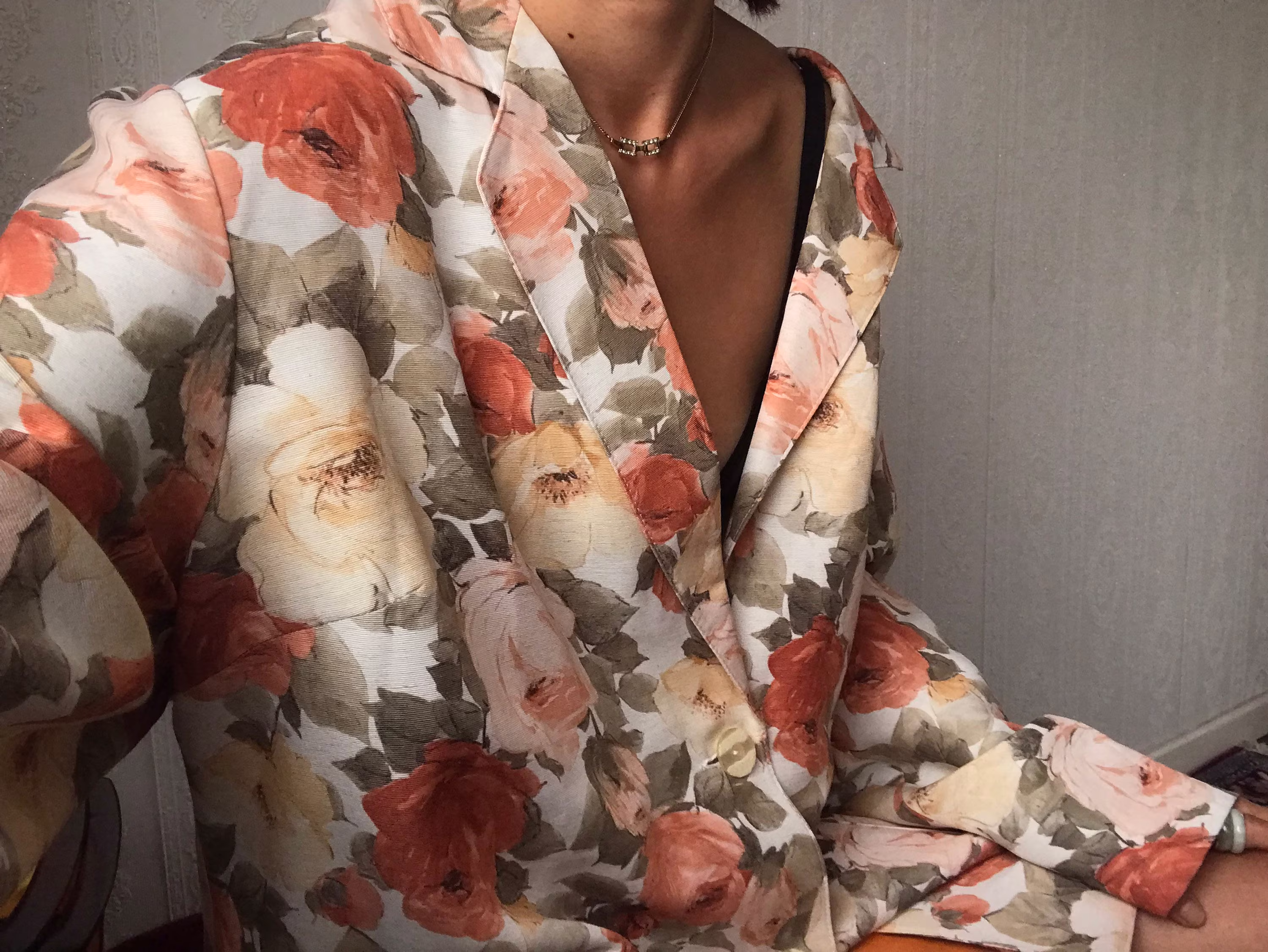 Vintage Floral Linen Blend Long Sleeve Blazer/ Jacket/ 4xl - 5xl